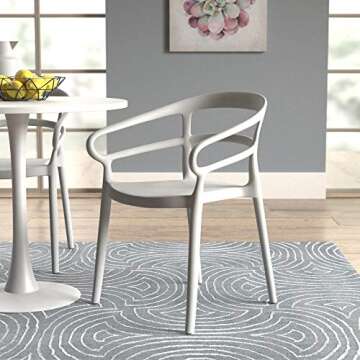 Amazon Basics White, Curved Back Dining Chair, 20"D x 22.4"W x 30.1"H, Set of 2, Premium Plastic