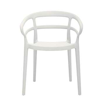 Amazon Basics White, Curved Back Dining Chair, 20"D x 22.4"W x 30.1"H, Set of 2, Premium Plastic