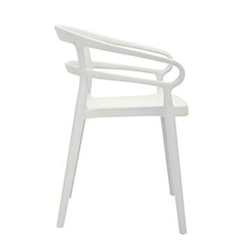 Amazon Basics White, Curved Back Dining Chair, 20"D x 22.4"W x 30.1"H, Set of 2, Premium Plastic