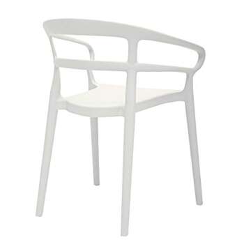Amazon Basics White, Curved Back Dining Chair, 20"D x 22.4"W x 30.1"H, Set of 2, Premium Plastic