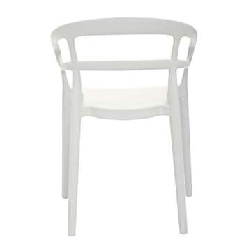 Amazon Basics White, Curved Back Dining Chair, 20"D x 22.4"W x 30.1"H, Set of 2, Premium Plastic