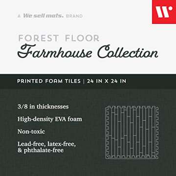 Forest Floor Farmhouse 3/8 Inch Thick Printed Foam Tiles, Premium Wood Grain Interlocking Foam Floor...