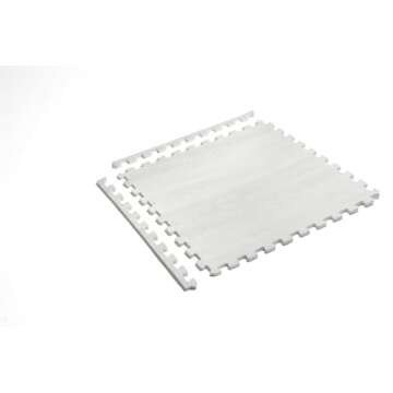 Forest Floor Farmhouse 3/8 Inch Thick Printed Foam Tiles, Premium Wood Grain Interlocking Foam Floor Mats, Anti-Fatigue Flooring – Stylish Flooring Solution, Porch Post White, 48 Sq Ft