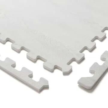 Forest Floor Farmhouse 3/8 Inch Thick Printed Foam Tiles, Premium Wood Grain Interlocking Foam Floor Mats, Anti-Fatigue Flooring – Stylish Flooring Solution, Porch Post White, 48 Sq Ft