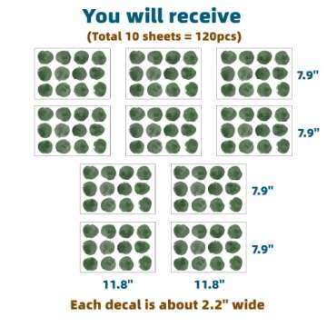 RoyoLam 120pcs 2.2'' Blackish Green Polka Dots Wall Decals Nursery Watercolor Wall Stickers for Kids Removable Peel and Stick Wall Art Decor for Classroom Living Room Bedroom