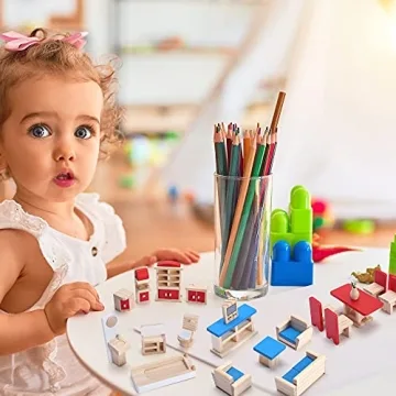 Giragaer Wooden Dollhouse Furniture Set - Colorful Fun for Kids!