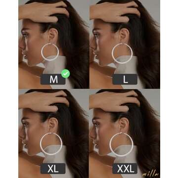 MILLA 14K Gold Hoop Earrings For Women, Silver Hoop Earrings & Rose Gold Earrings with Graduated Curvature (Silver Plated/Medium - 2.4 in)