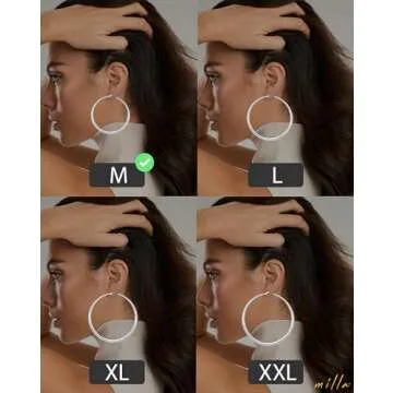 MILLA 14K Gold Hoop Earrings For Women, Silver Hoop Earrings & Rose Gold Earrings with Graduated Curvature (Silver Plated/Medium - 2.4 in)