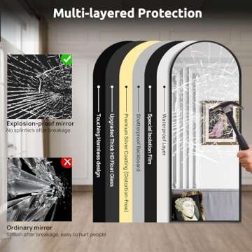 NISHCON Full Length Arched Floor Mirror with Stand, 64"x21" Framed Mirror for Living Room, Bedroom, Entryway and Dressing