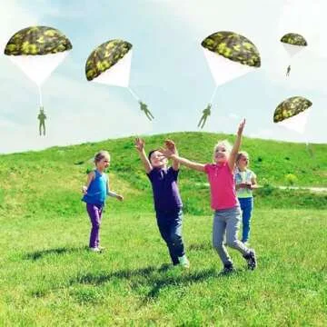 SIQUNUO Army Parachute Toys - 6 Pack Tangle Free Fun for Kids Ages 4-12