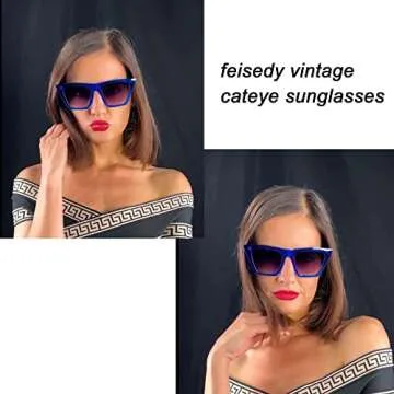 FEISEDY Vintage Square Cat Eye Sunglasses Women Trendy Cateye Sunglasses B2473
