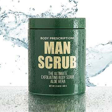 Body Prescriptions Men’s Exfoliating Body Scrub – Ultimate Skin Cleansing Wash in Jar with Twist...