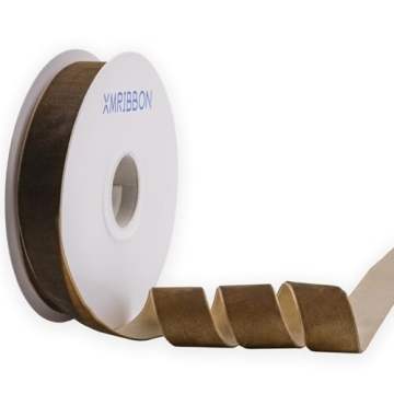XMRIBBON Dk Khaki Velvet Ribbon Single Sided, 10 Yards for Elegant Crafting and Wrapping