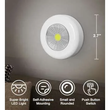 UMECORE Tap Light Push Lights, Under Cabinet Lights Touch Lights Push Button Light Battery Operated Puck Lights Stick On Light for Closet Counter Kitchen Cabinet RV -5Pack