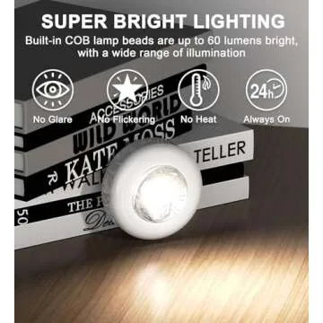 UMECORE Tap Light Push Lights, Under Cabinet Lights Touch Lights Push Button Light Battery Operated Puck Lights Stick On Light for Closet Counter Kitchen Cabinet RV -5Pack