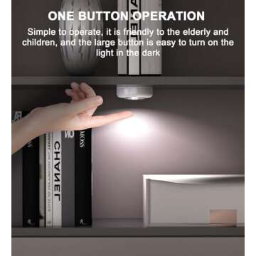 UMECORE Tap Light Push Lights, Under Cabinet Lights Touch Lights Push Button Light Battery Operated Puck Lights Stick On Light for Closet Counter Kitchen Cabinet RV -5Pack