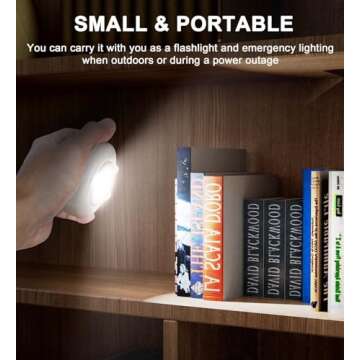 UMECORE Tap Light Push Lights, Under Cabinet Lights Touch Lights Push Button Light Battery Operated Puck Lights Stick On Light for Closet Counter Kitchen Cabinet RV -5Pack