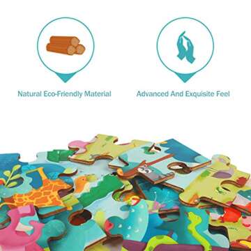 TOP BRIGHT 24 Piece Toddler Puzzles 3 Year Old - Wooden Jigsaw Puzzles for Kids Ages 4-8 - Forest Animals