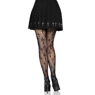 Leg Avenue womens Dark Alternative Fishnet Tights Costume Hosiery, Worship Me, One Size US