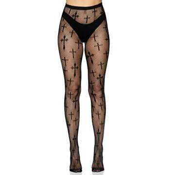 Leg Avenue womens Dark Alternative Fishnet Tights Costume Hosiery, Worship Me, One Size US