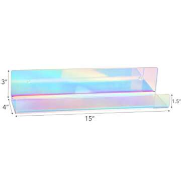 X-FLOAT The Original Rainbow Iridescent Acrylic Floating Shelves (Wall Mounted) for Bedroom, Bathroom, Living Room or Kitchen (Set of 2)