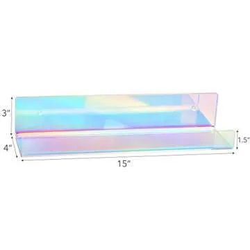 X-FLOAT The Original Rainbow Iridescent Acrylic Floating Shelves (Wall Mounted) for Bedroom, Bathroom, Living Room or Kitchen (Set of 2)
