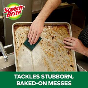 Scotch-Brite Heavy Duty Scour Pads, 8 Scouring Pads, Green Scrub Pads, Scouring Pad, Scrub Pads for Dishes, Best for Kitchen, Garage and Outdoors