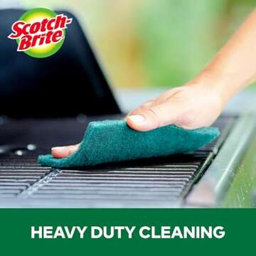 Scotch-Brite Heavy Duty Scour Pads, 8 Scouring Pads, Green Scrub Pads, Scouring Pad, Scrub Pads for Dishes, Best for Kitchen, Garage and Outdoors