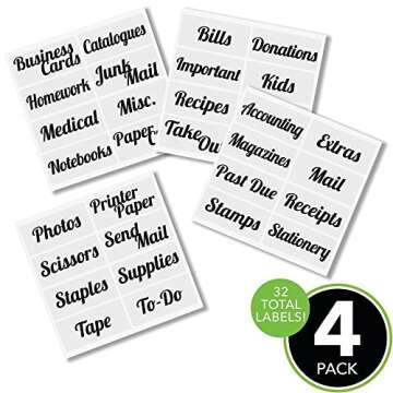 mDesign Home Organization Labels - 32 Count - Stylish and Functional Storage Solutions