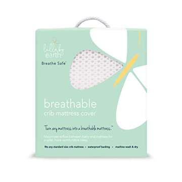 Lullaby Earth Breathe Safe Air Breathable Crib Mattress Pad, Removable Mattress Cover with Waterproo...