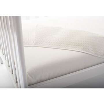 Lullaby Earth Breathe Safe Air Breathable Crib Mattress Pad, Removable Mattress Cover with Waterproof Layer for Baby and Toddler Beds, Standard Crib Size White