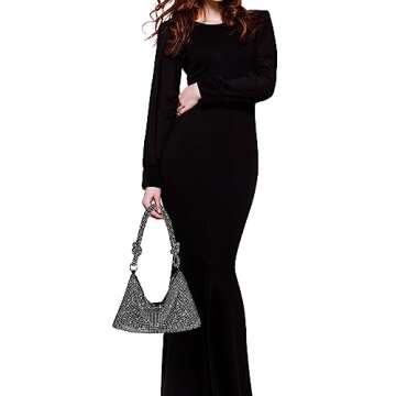 Rhinestone Purse Silver Clutch Bag for Women Evening