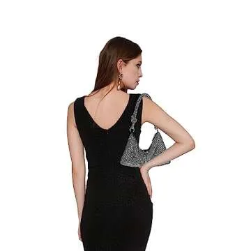 Rhinestone Purse Silver Clutch Bag for Women Evening