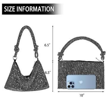 Rhinestone Purse Silver Clutch Bag for Women Evening