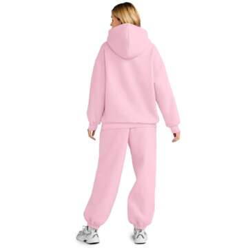AUTOMET Sweatsuits Women 2 Piece Outfit Lounge Two Piece Sets Fall Fashion 2025 Tracksuits Oversized Sweatshirt and Sweatpants Casual Teen Girls Clothing PalePink M