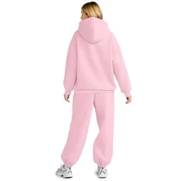 AUTOMET Sweatsuits Women 2 Piece Outfit Lounge Two Piece Sets Fall Fashion 2025 Tracksuits Oversized Sweatshirt and Sweatpants Casual Teen Girls Clothing PalePink M