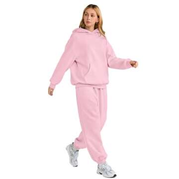 AUTOMET Sweatsuits Women 2 Piece Outfit Lounge Two Piece Sets Fall Fashion 2025 Tracksuits Oversized Sweatshirt and Sweatpants Casual Teen Girls Clothing PalePink M