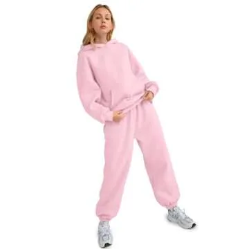 AUTOMET Sweatsuits Women 2 Piece Outfit Lounge Two Piece Sets Fall Fashion 2025 Tracksuits Oversized Sweatshirt and Sweatpants Casual Teen Girls Clothing PalePink M