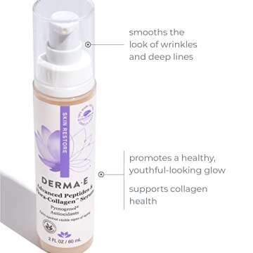 DERMA E Advanced Peptides & Vegan Flora-Collagen Serum - Hydrating Anti-Aging Treatment 2 oz