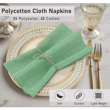 Ruvanti Cloth Napkins Set of 12 Poly Cotton Dinner Napkins