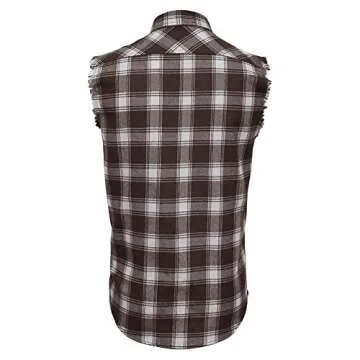 LOGEEYAR Men Plaid Sleeveless Shirt - Casual Flannel Style