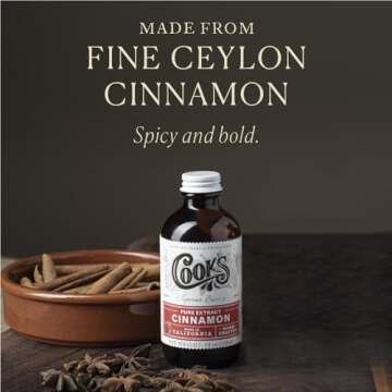 Cook's Pure Cinnamon Extract Made From Fine Ceylon Cinnamon, Premium All Natural Cinnamon Extract fo...
