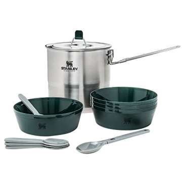 Stanley Adventure 4-Person Cookset, 11-Piece Camping Cooking Kit with 2.6 Quart Stainless Steel Pot ...