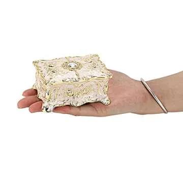 Hipiwe Vintage Jewelry Box, Small Enameled Trinket Box Organizer Rectangular Treasure Chest Box Jewelry Decorative box Keepsake Gift Box Case for Women Girls,3.7x 2.7x 2 inch