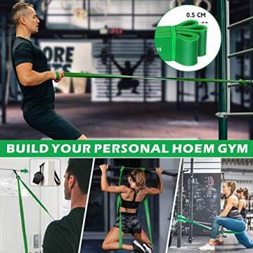 Resistance Bands Set Workout Bands - 3 Pull Up Assistance Bands, 5 Exercise Resistance Loop Bands, 2 Core Sliders, Jump Rope, Handles, Door Anchor,Ankle Straps for Body Stretching/ Power Training