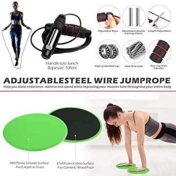 Resistance Bands Set Workout Bands - 3 Pull Up Assistance Bands, 5 Exercise Resistance Loop Bands, 2 Core Sliders, Jump Rope, Handles, Door Anchor,Ankle Straps for Body Stretching/ Power Training