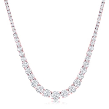 NYC Sterling Tennis Necklaces for Women – Luxurious Cubic Zirconia Necklace – Graduated Tennis N...