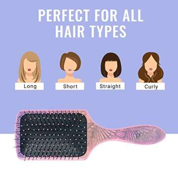 Wet Brush Paddle Detangler Hair Brush, Sea Shells - Ultra-Soft IntelliFlex Bristles with AquaVent Design - Spread Hair Treatments Evenly - Pain-Free Hair Brush for Women, Men, Wet and Dry Hair