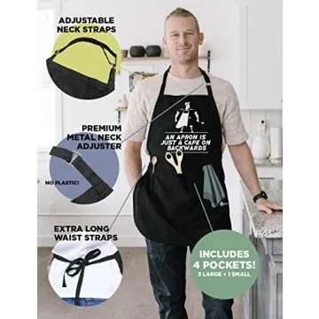 An Apron is Just A Cape | Funny Apron For Men - Adjustable Neck Straps & One Size Fit | BBQ Apron for Men w/Pockets | BBQ Gifts for Men & Unique Gifts for Fathers | Mens Aprons for Grilling