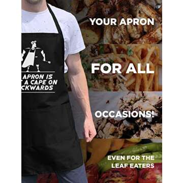 An Apron is Just A Cape | Funny Apron For Men - Adjustable Neck Straps & One Size Fit | BBQ Apron for Men w/Pockets | BBQ Gifts for Men & Unique Gifts for Fathers | Mens Aprons for Grilling